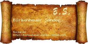 Birkenheuer Sándor névjegykártya